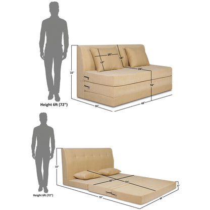 Adorn India Easy Highback Two Seater Sofa Cum Bed Decent 4' x 6' (Beige) (1 Year Warranty)