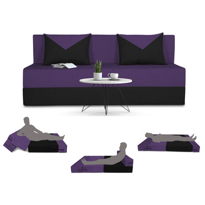 Adorn India Easy Boom 3 Seater Sofa Cum Bed 5 x 6 (Purple & Black) (1 Year Warranty)