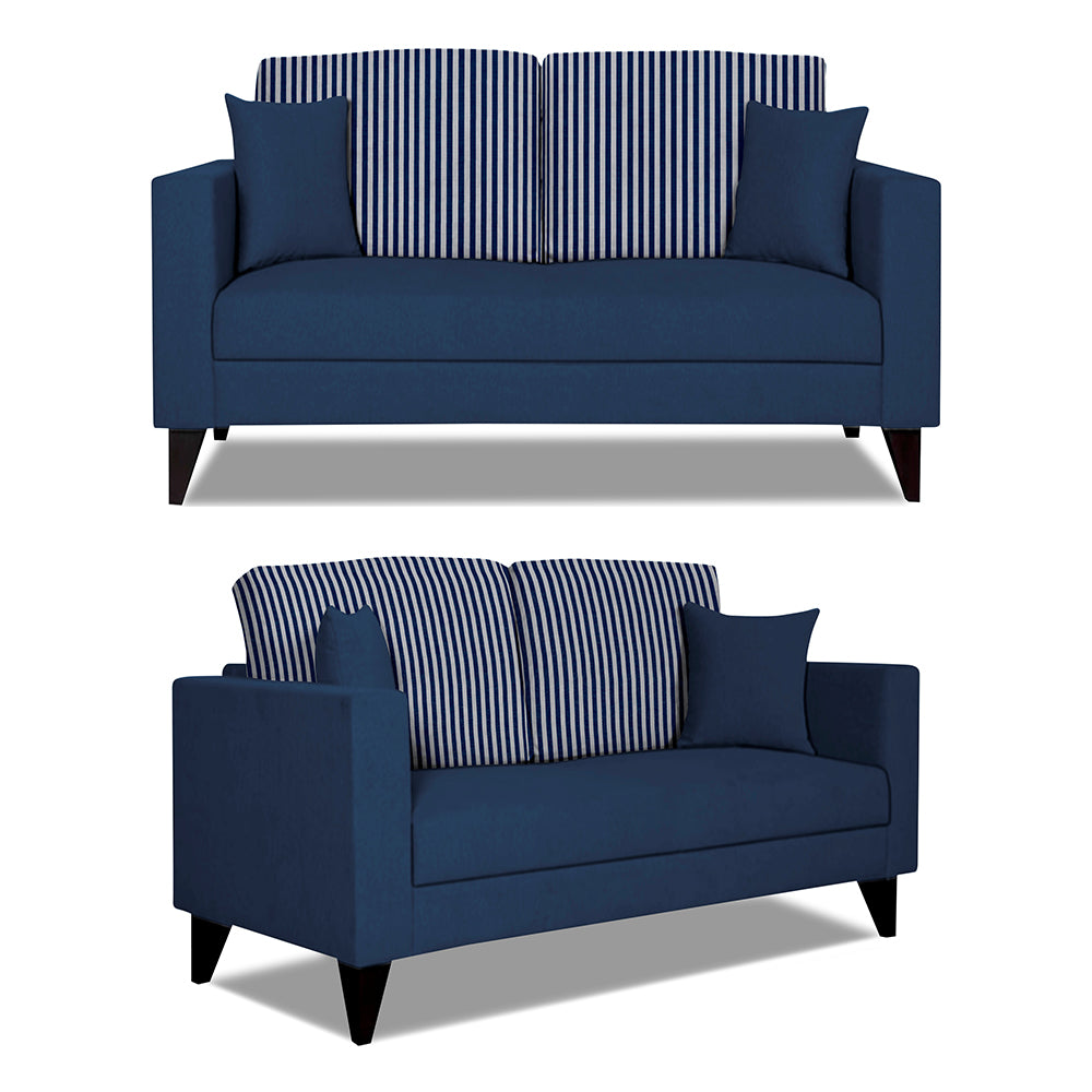 Adorn India Hector Stripes 3+2 5 Seater Sofa Set (Blue) Martin Plus (3 Year Warranty)