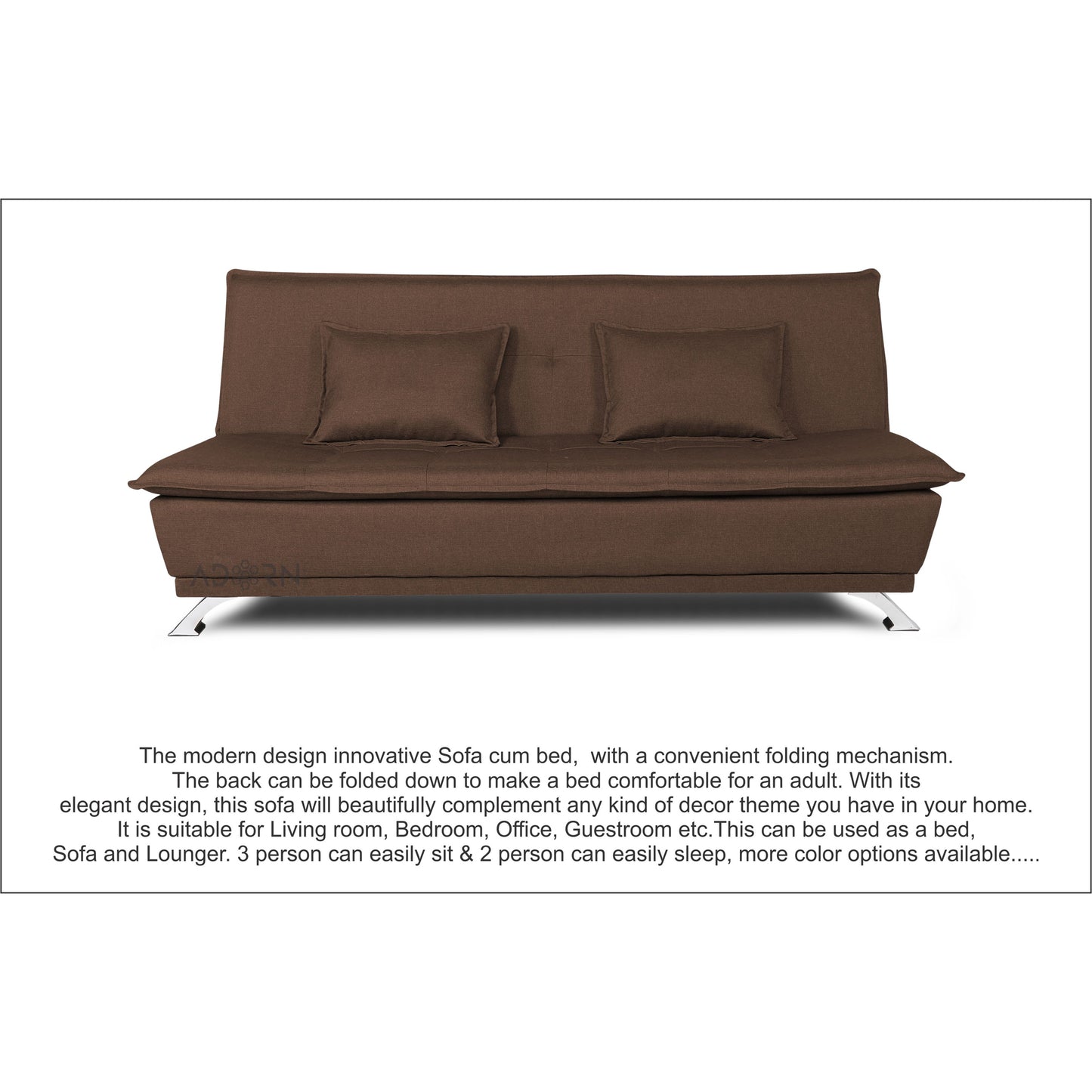 Adorn India Arden 4 Seater Sofa Cum Bed 4 x 6 (Brown) (3 Year Warranty)