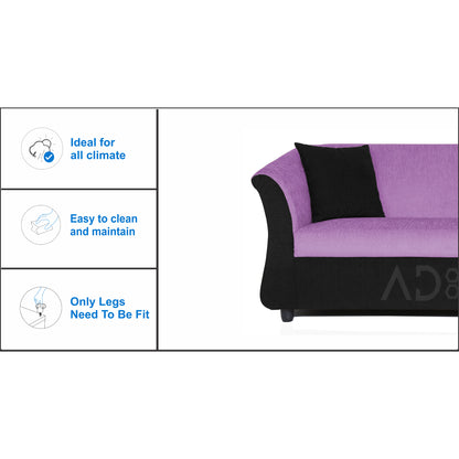 Adorn India Acura 3 Seater Sofa(Light Purple & Black)