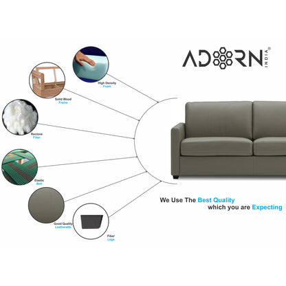 Adorn India Exclusive Flavio Leatherette 3+2 Sofa Set (Grey)