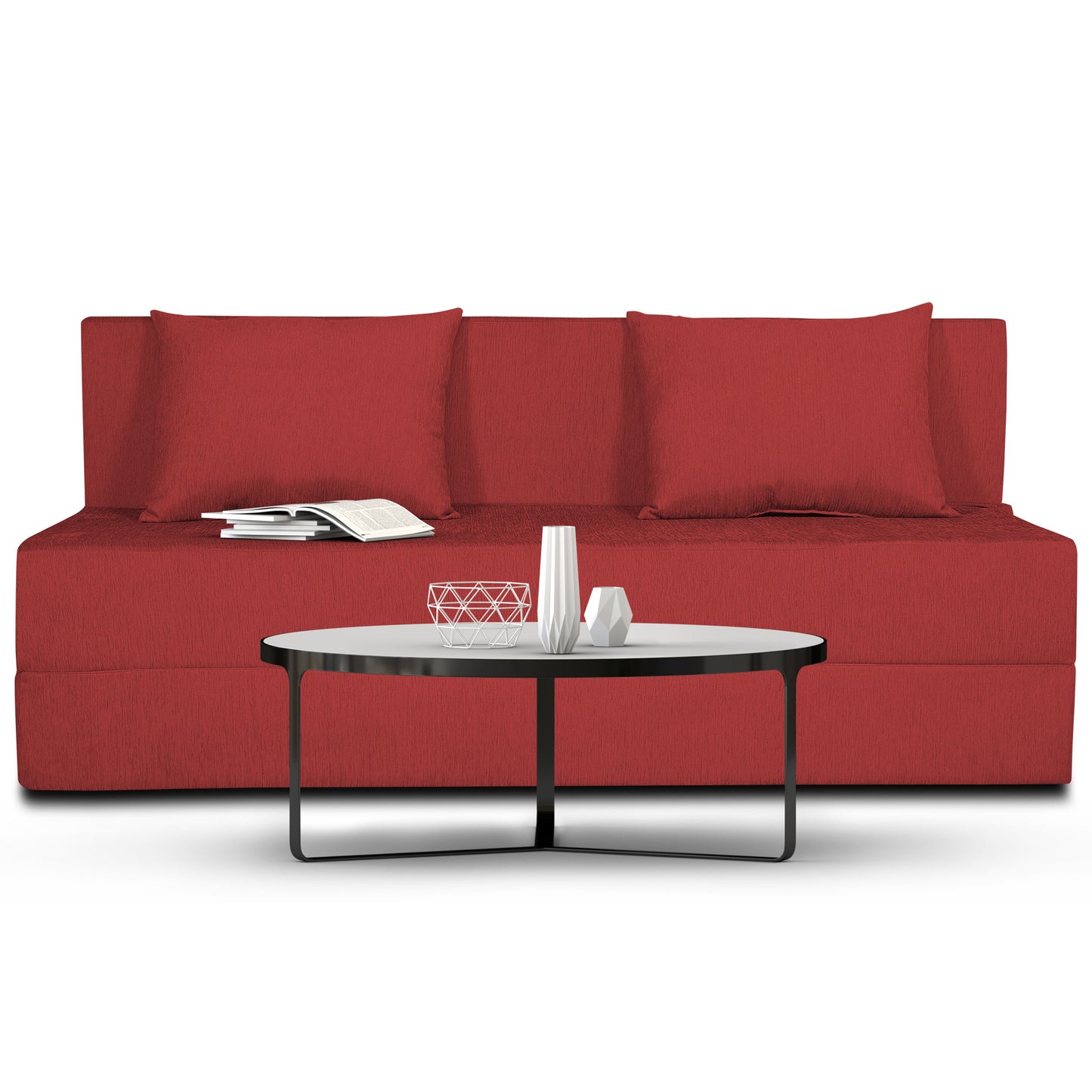 Adorn India Easy 3 Seater Sofa Cum Bed Alyn 5'x 6' (Maroon) (1 Year Warranty)