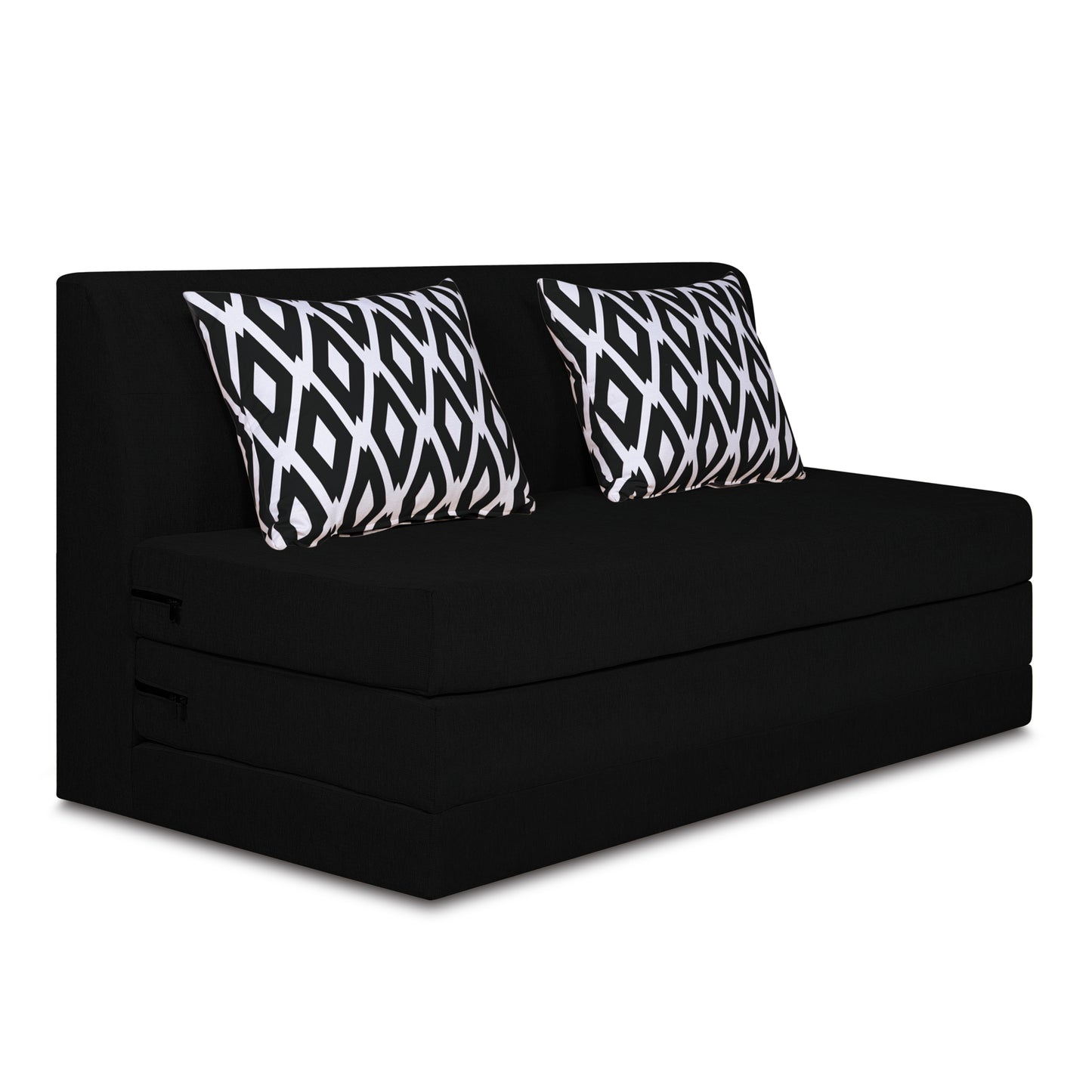 Adorn India Easy Highback Three Seater Sofa Cum Bed Rhombus 5' x 6' (Black) (1 Year Warranty)