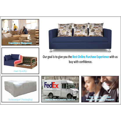 Adorn India Alita 3-1-1 Compact 5 Seater Sofa Set (Blue)