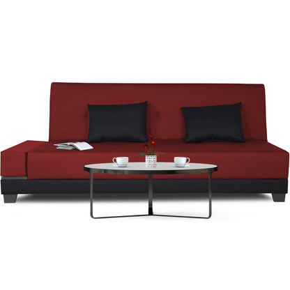 Adorn India Exclusive Two Tone Blake Three Seater Sofa Cum Bed (Maroon & Black), Wood, Foam