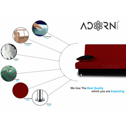 Adorn India Alyssum 3 Seater Sofa cumbed(Maroon & Black)