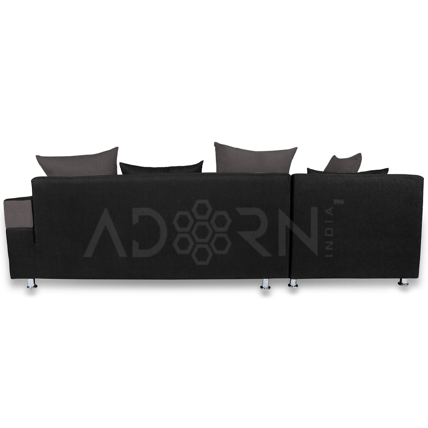 Adorn India Adillac 5 Seater Corner Sofa(Left Side Handle)(Grey & Black)