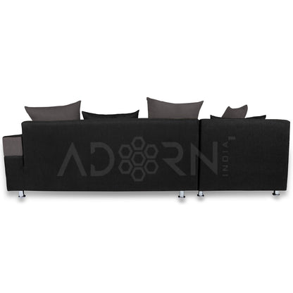Adorn India Adillac 5 Seater Corner Sofa(Left Side Handle)(Grey & Black)