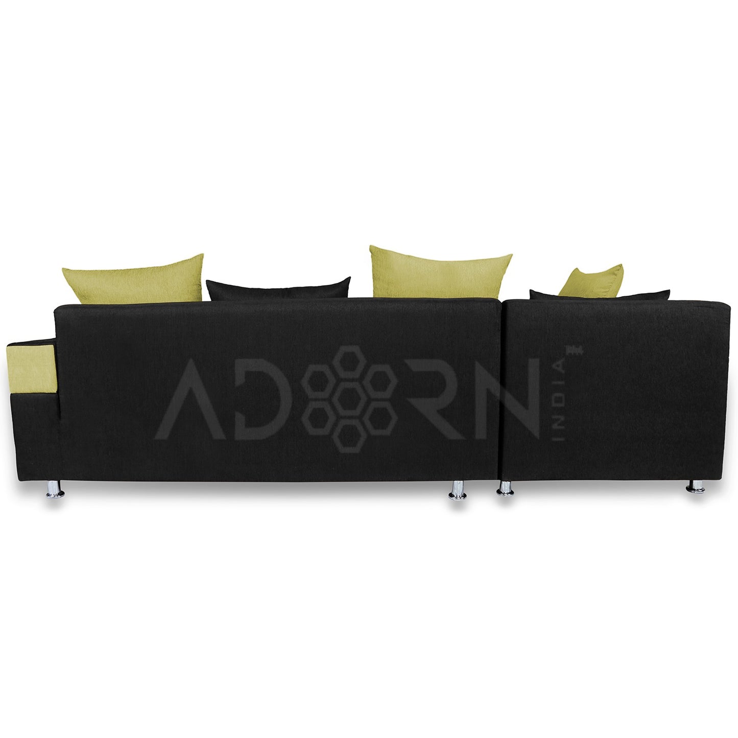 Adorn India Adillac 5 Seater Corner Sofa(Left Side Handle)(Green & Black)