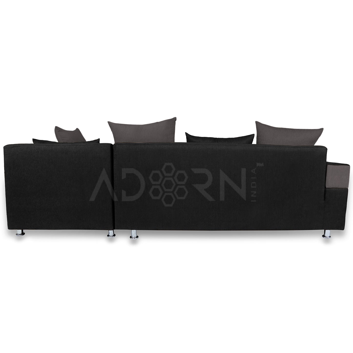 Adorn India adillac 5 Seater Corner Sofa (Right Side, Grey & Black)