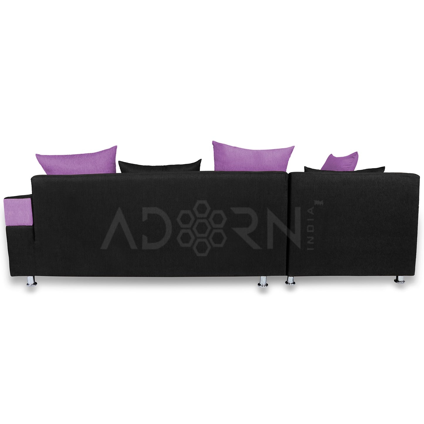 Adorn India Adillac 6 Seater Corner Sofa(Left Side Handle)(Light Purple & Black)