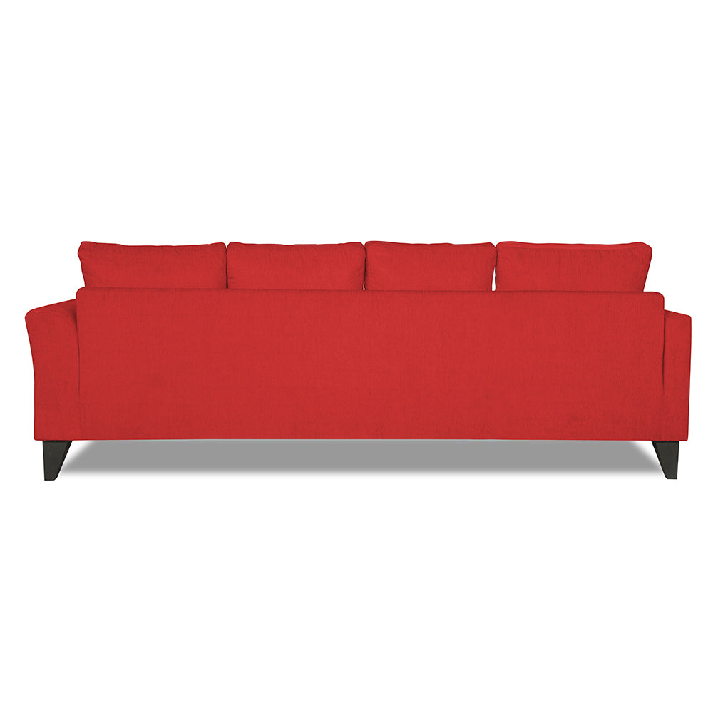 Adorn India Wood Maddox Tufted L Shape 5 Seater Sofa Set LHS (Red) (3 Year Warranty)