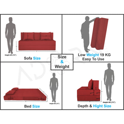 Adorn India Easy 4 Seater Sofa Cum Bed Alyn 6'x 6' (Maroon)
