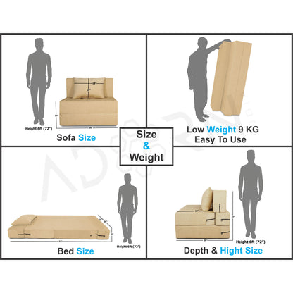 Adorn India Easy 3 Seater Sofa Cum Bed Alyn 3'x 6' (Beige) (1 Year Warranty)