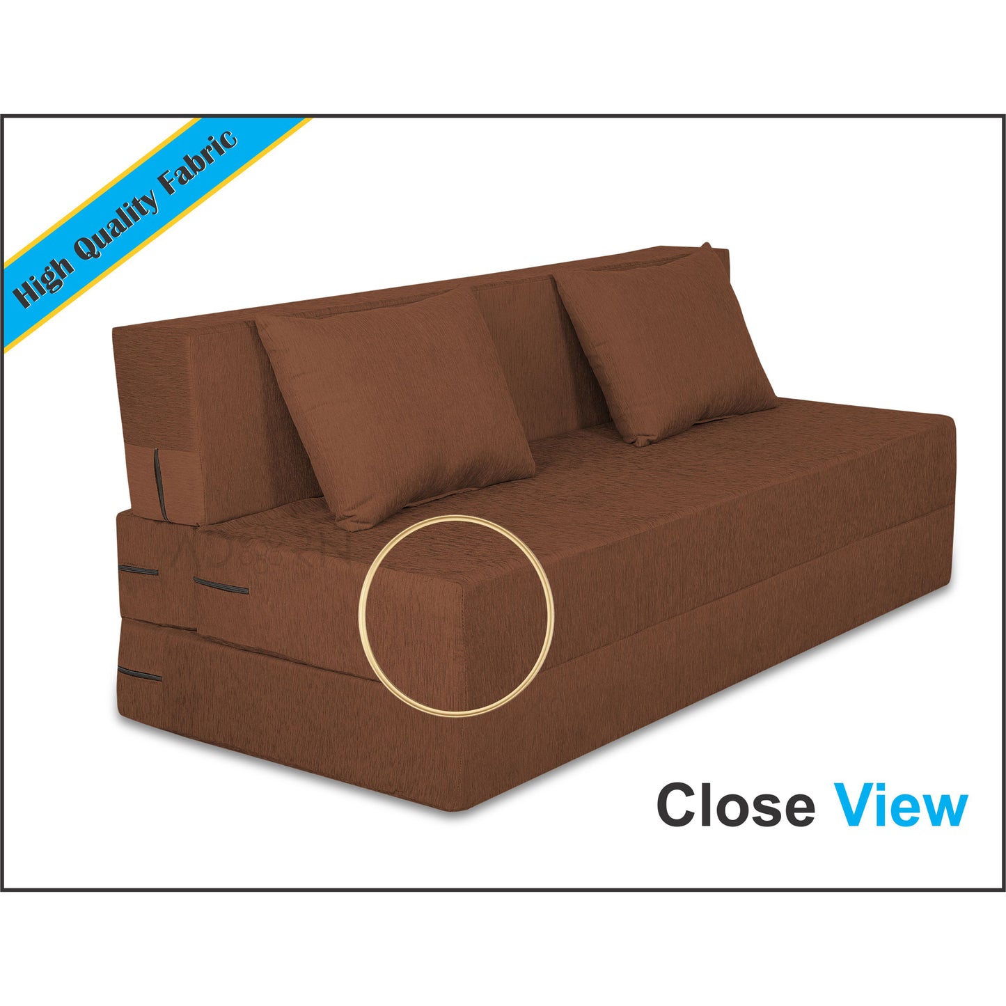 Adorn India Easy Three Seater Sofa Cum Bed Alyn 5'x 6' (Brown) (1 Year Warranty)