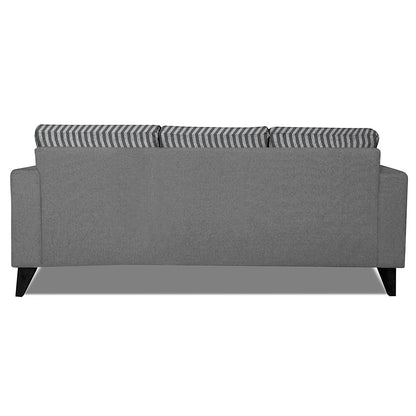 Adorn India Hector Stripes L Shape 4 Seater Sofa Set (Right Hand Side) (Grey) Martin Plus (3 Year Warranty)