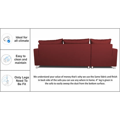 Adorn India Straight Line 6 seater L Shape Sofa set (Left Side Handle)(Maroon)
