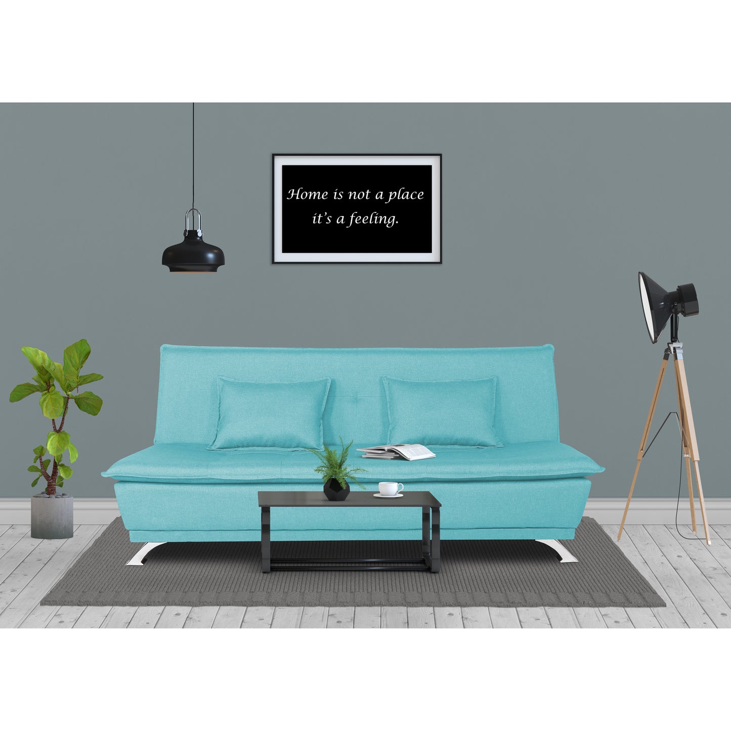 Adorn India Arden 4 Seater Sofa Cum Bed 4 x 6 (Aqua Blue) (3 Year Warranty)