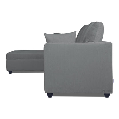 Adorn India Zink Straight line L Shape 6 Seater Sofa Plain Cushion (Left Side Handle)(Grey)