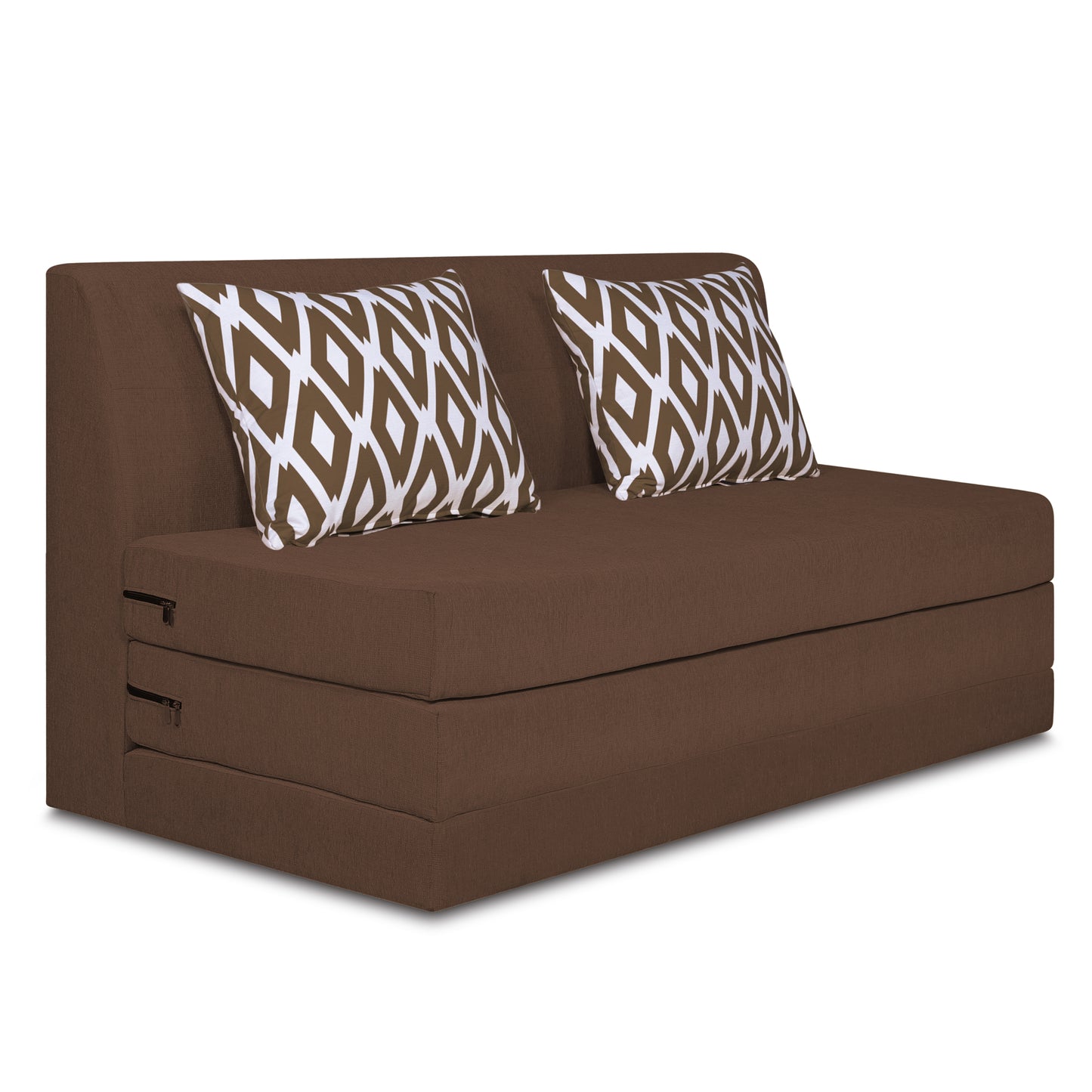 Adorn India Easy Highback Two Seater Sofa Cum Bed Rhombus 4' x 6' (Brown) (1 Year Warranty)