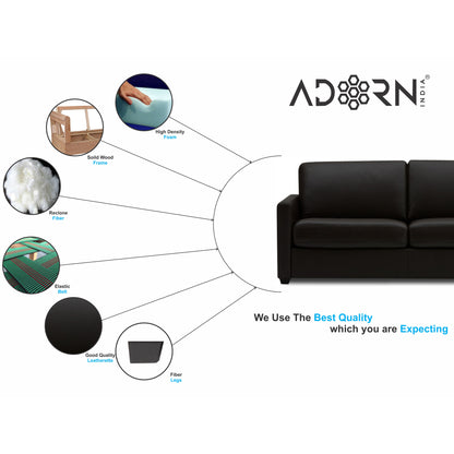 Adorn India Exclusive Flavio Leatherette 3+2 Sofa Set (Black)