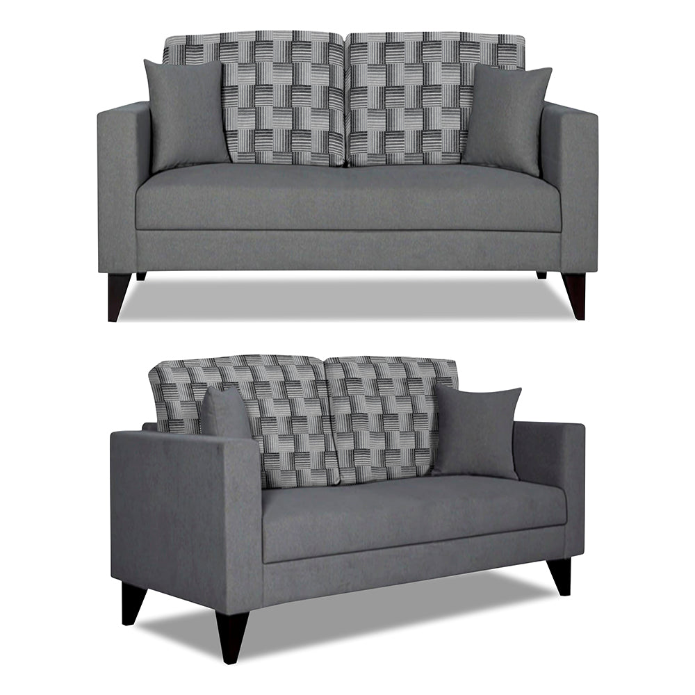 Adorn India Berlin Bricks 3+2 5 Seater Sofa Set (Grey) Martin Plus (3 Year Warranty)