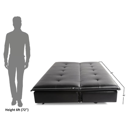 Adorn India Aspen Leatherette 3 Seater Sofa Cum Bed (Black) (3 Year Warranty)
