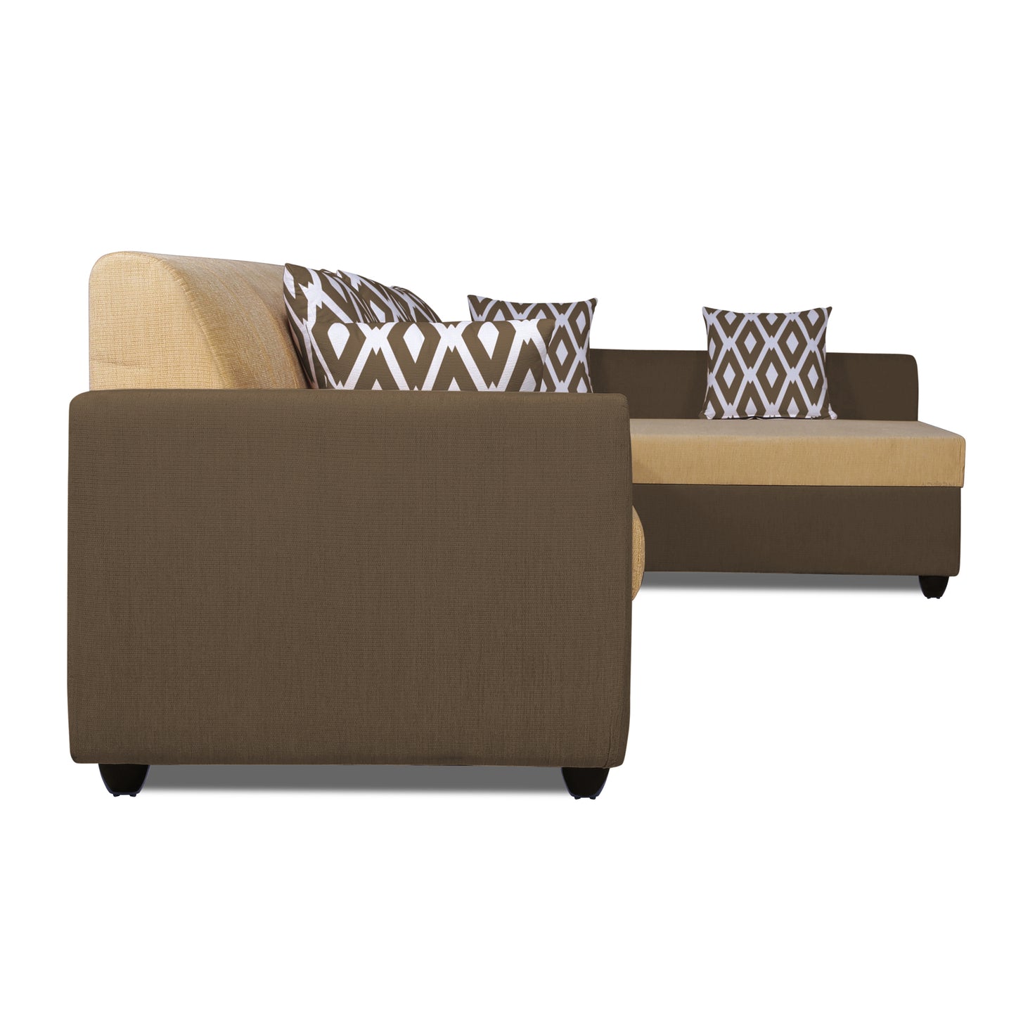 Adorn India Rio High Back L Shape 6 Seater Sofa Set (Right Hand Side) (Brown & Beige)