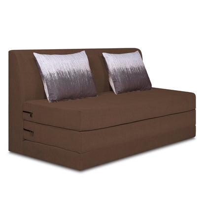 Adorn India Easy Highback Three Seater Sofa Cum Bed Wave 6' x 6' (Brown) (1 Year Warranty)