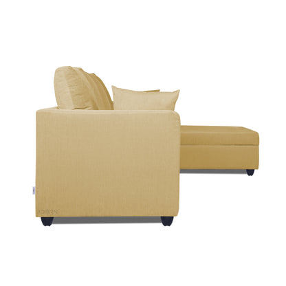 Adorn India Zink Straight line L Shape 6 Seater Sofa Plain Cushion (Beige)