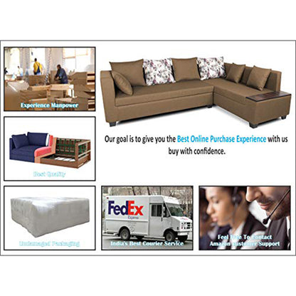 Adorn India Mclain L Shape 6 Seater Sofa (Camel)