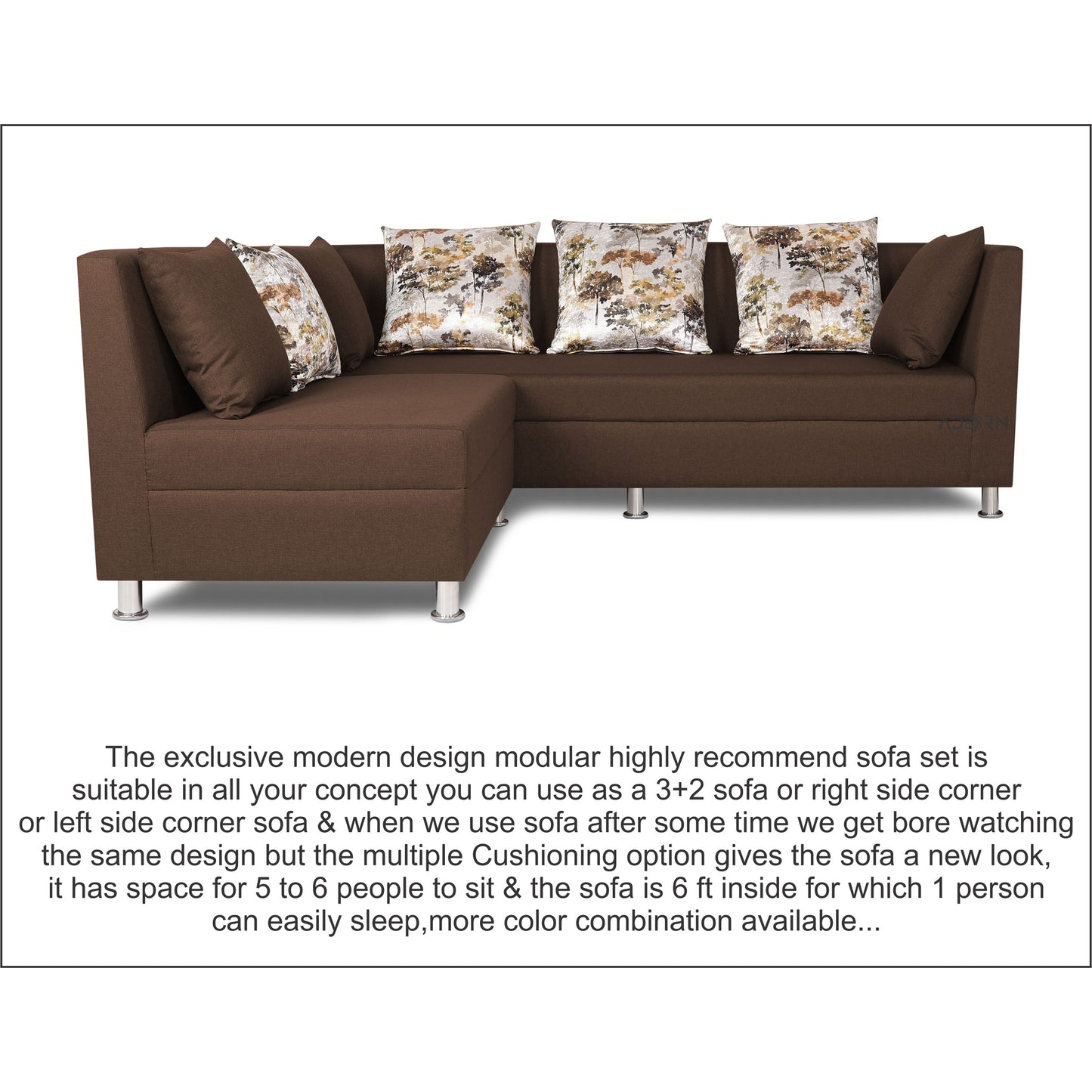 Adorn India Alica Modular Sofa Set (Brown)