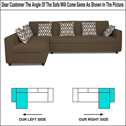 Adorn India Rio High Back L Shape 6 Seater Sofa Set (Left Side Handle) (Camel)