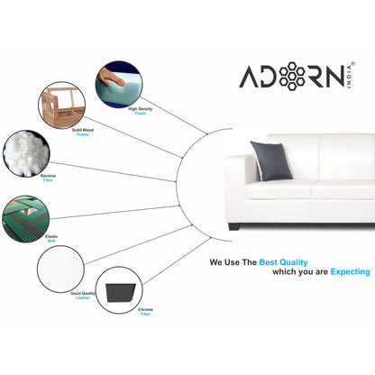 Adorn India Plush Leatherette 3-1-1 Sofa Set (White)