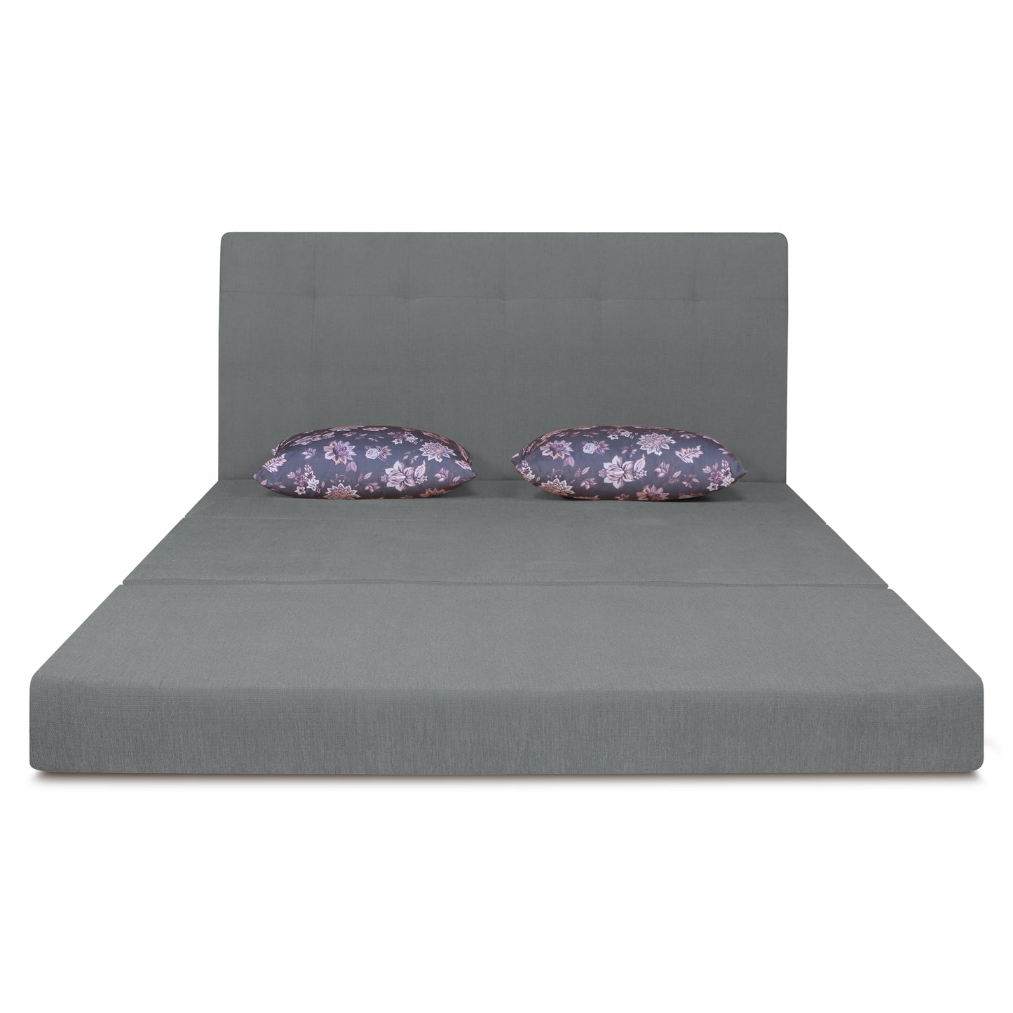 Adorn India Easy Highback Two Seater Sofa Cum Bed Floral 4' x 6' (Grey) (1 Year Warranty)