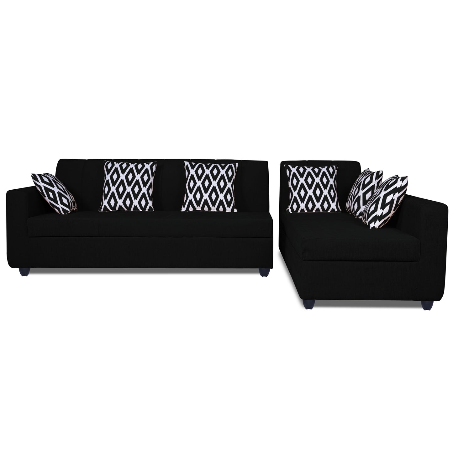 Adorn India Rio High Back L Shape 6 Seater Sofa Set (Left Side Handle)(Black)