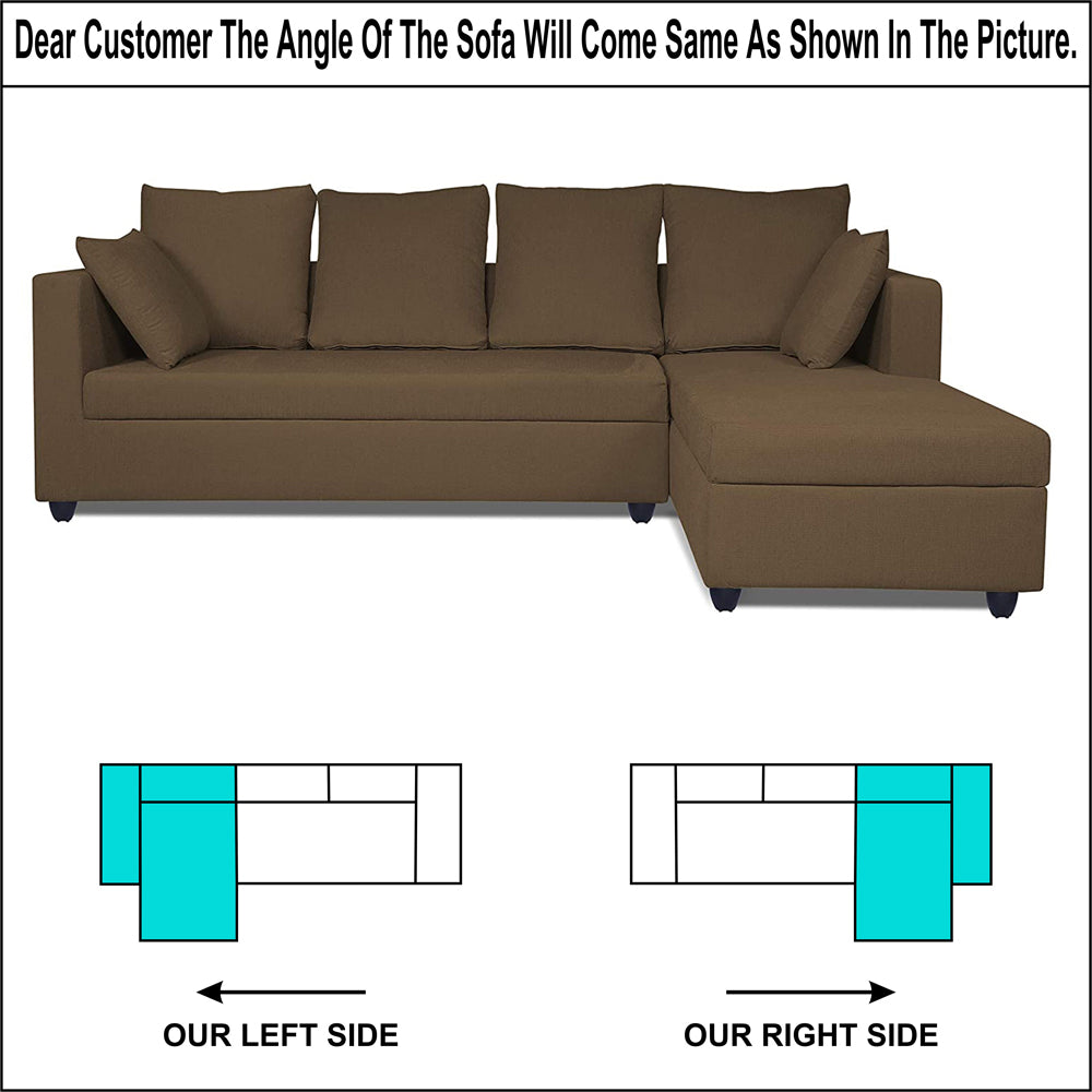 Adorn India Zink Straight line L Shape 6 Seater Sofa Plain Cushion(Camel)