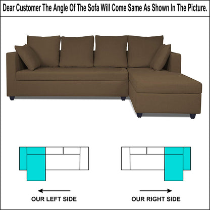 Adorn India Zink Straight line L Shape 6 Seater Sofa Plain Cushion(Camel)