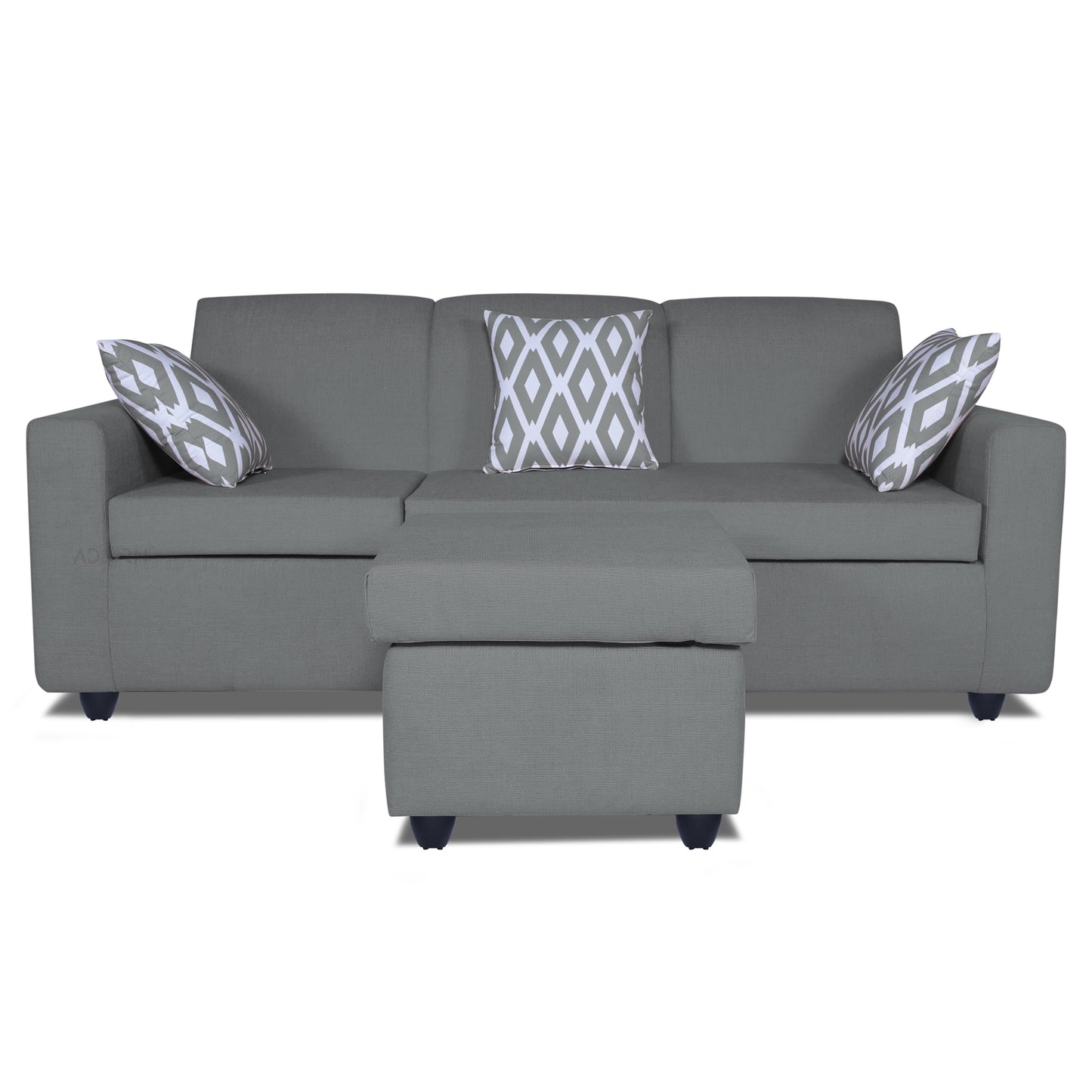 Adorn India Monteno L Shape 4 Seater Sofa Set (Grey) (3 Year Warranty)