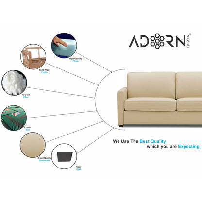 Adorn India Exclusive Flavio Leatherette 3+2 Sofa Set (Beige)