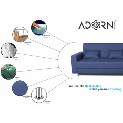 Adorn India Flora Sofa Cum bed (Blue)