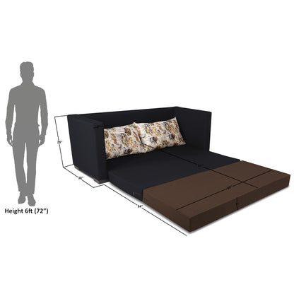 Adorn India Exclusive Two Tone Straight Line Three Seater Sofa Cum Bed (Brown & Black)