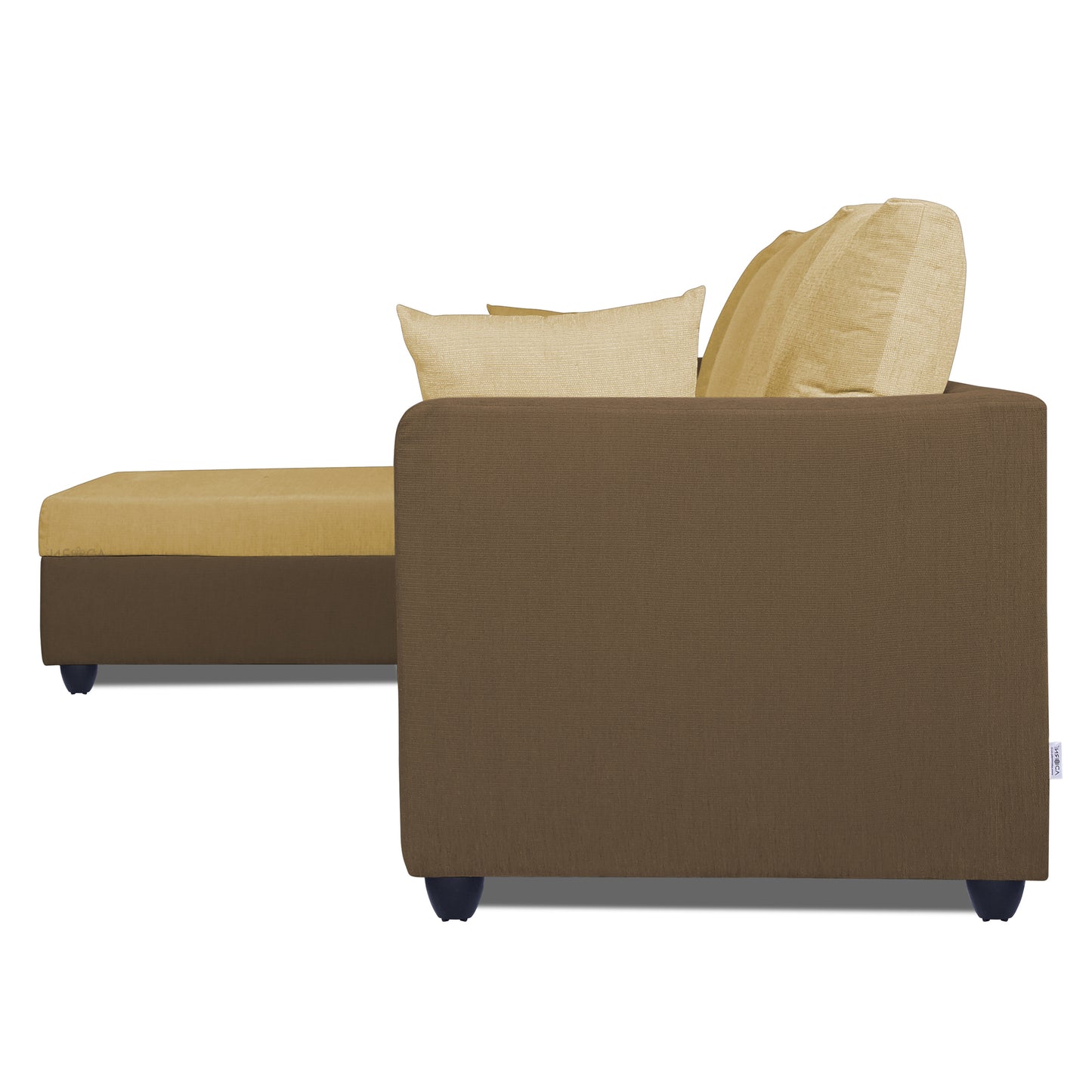 Adorn India Zink Straight line L Shape 6 Seater Sofa Plain Cushion (Left Side Handle)(Brown & Beige)