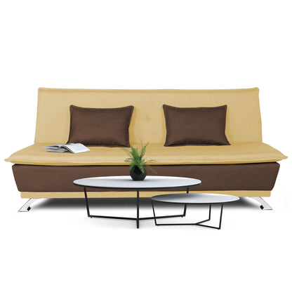 Adorn India Exclusive Two Tone Arden 4 Seater Wood Sofa Cum Bed 4 x 6 (Brown & Beige) (3 Year Warranty)