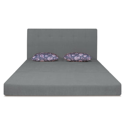 Adorn India Easy Highback Three Seater Sofa Cum Bed Floral 6' x 6' (Grey) (1 Year Warranty)
