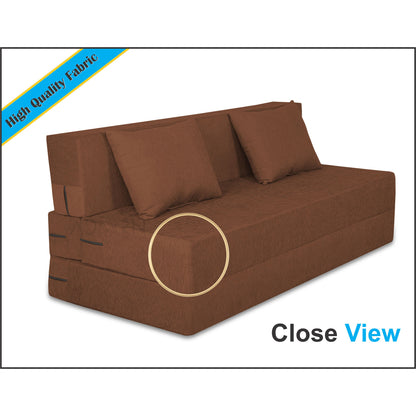 Adorn India Easy 4 Seater Sofa Cum Bed Alyn 6'x 6' (Brown) (1 Year Warranty)