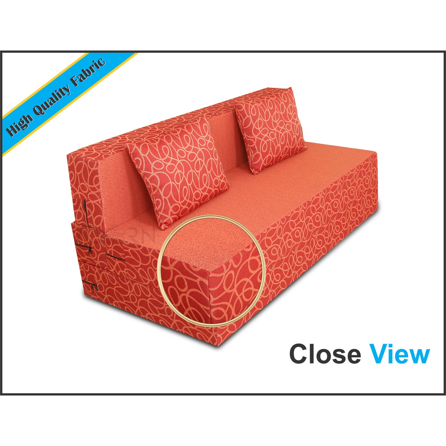 Adorn India Easy Two Seater Sofa Cum Bed Poly Cotton 4'X6' (Red)