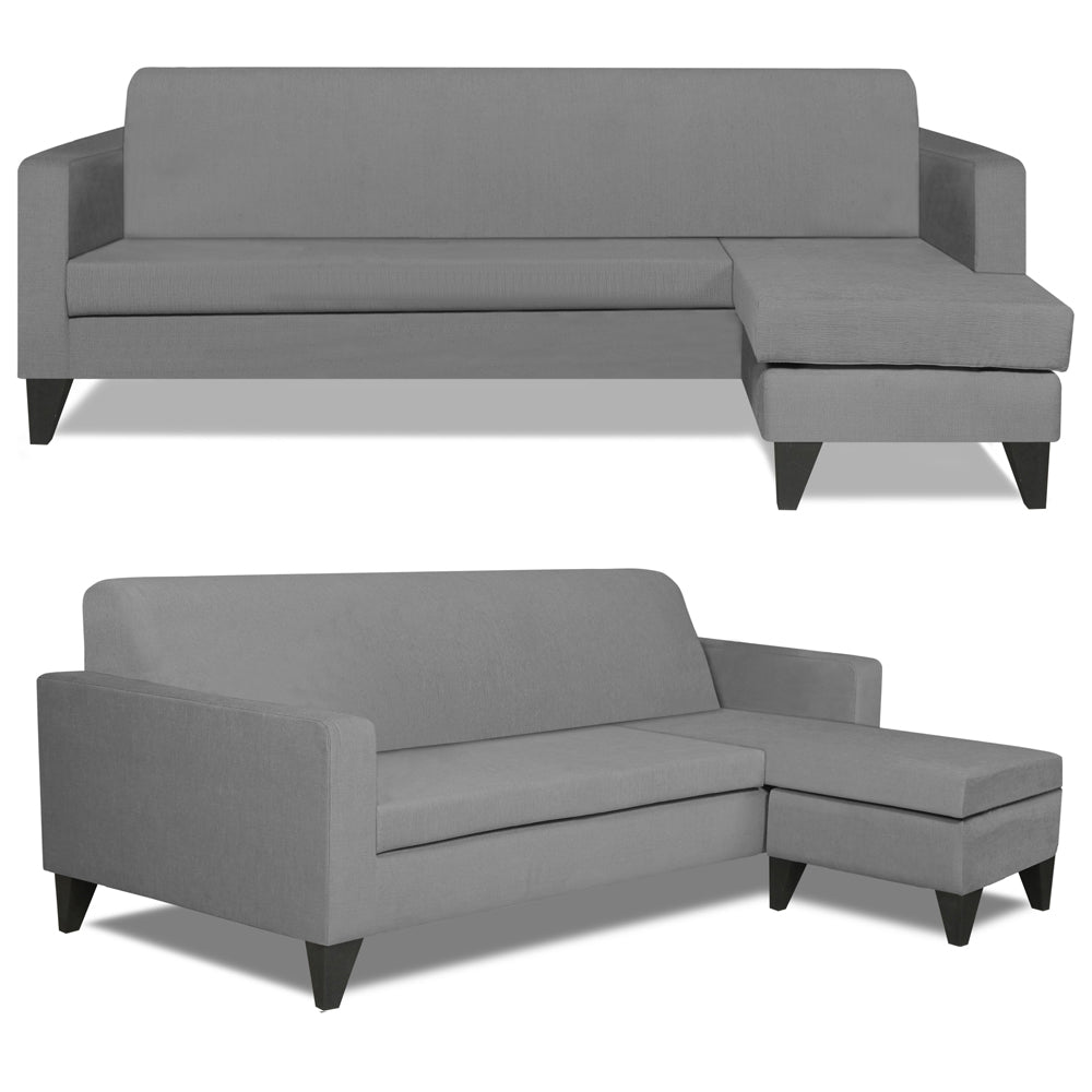 Adorn India Aladra L Shape Decent 5 Seater Sofa Set RHS (Grey) (3 Year Warranty)