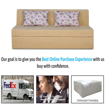 Adorn India Easy Highback Three Seater Sofa Cum Bed Floral 6' x 6' (Beige) (1 Year Warranty)